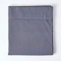 Homescapes Drap plat en lin lavé gris, 240x300 cm -