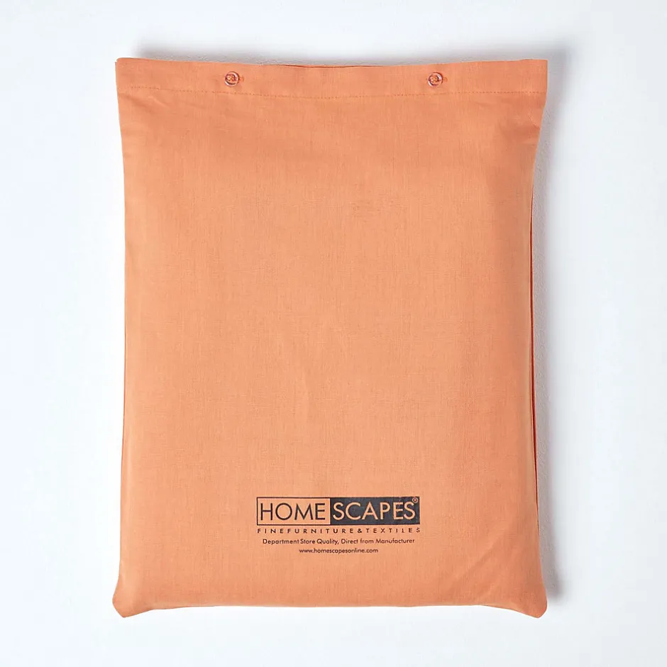 Homescapes Drap plat en lin lavé orange, 230x255 cm -