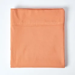 Homescapes Drap plat en lin lavé orange, 178x255 cm - Outlet