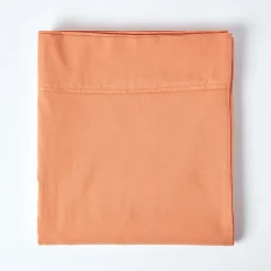 Homescapes Drap plat en lin lavé orange, 275x275 cm -