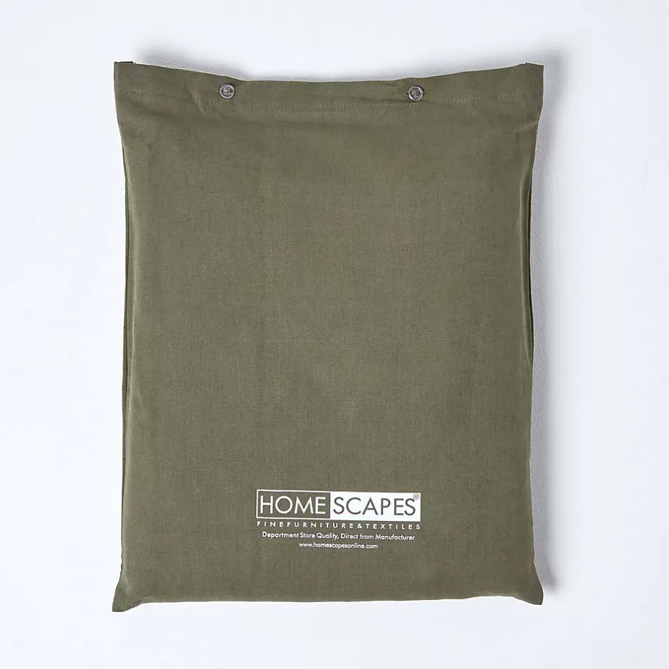 Homescapes Drap plat en lin lavé vert mousse, 178x255 cm - Outlet