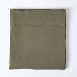 Homescapes Drap plat en lin lavé vert mousse, 230x255 cm -