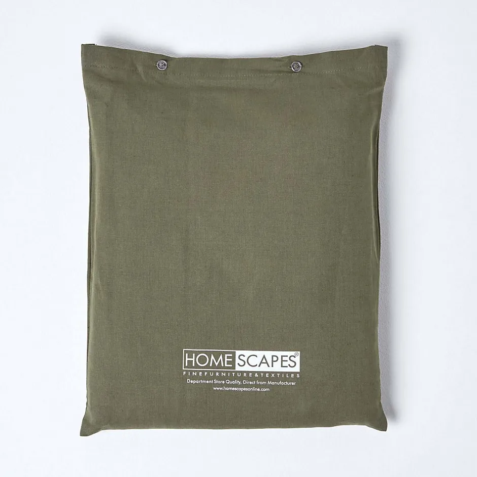 Homescapes Drap plat en lin lavé vert mousse, 240x275 cm -