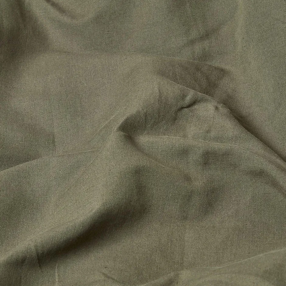 Homescapes Drap plat en lin lavé vert mousse, 240x300 cm -