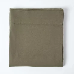 Homescapes Drap plat en lin lavé vert mousse, 180x290 cm - New
