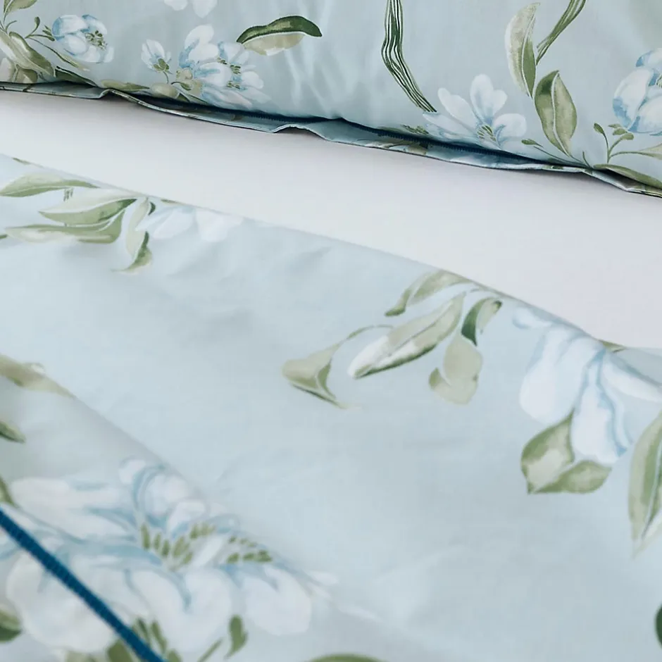 Tradilinge Drap plat en percale de coton au style anglais (240x310 cm - Céladon) Outlet