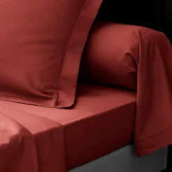 Eden Drap plat en percale de coton Terracotta