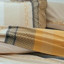 Tradilinge Drap plat en percale de coton au style ethnique chic (280x325 cm - Jaune)