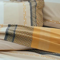 Tradilinge Drap plat en percale de coton au style ethnique chic (180x290 cm - Jaune) Sale