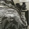 Tradilinge Drap plat en satin aux feuilles tropicales (280x325 cm - Gris anthracite)