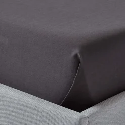 Homescapes Drap plat en satin de coton égyptien 1000 fils gris foncé, 178x255 cm - Discount