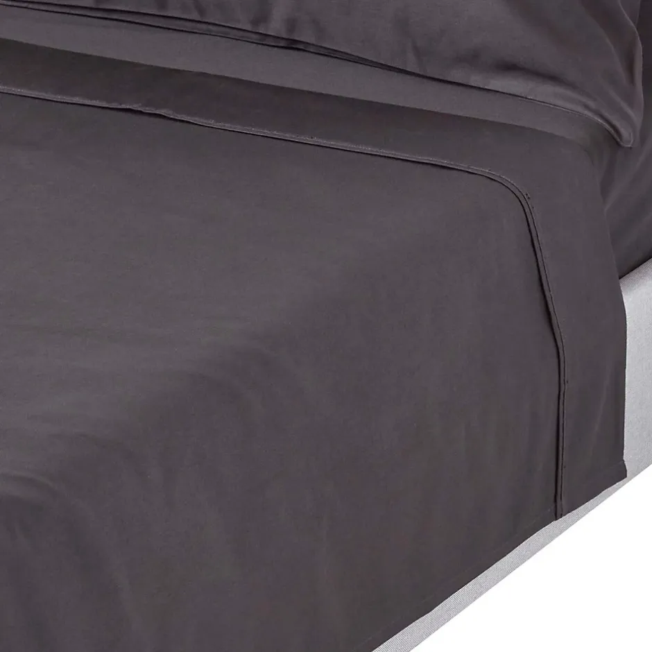 Homescapes Drap plat en satin de coton égyptien 1000 fils gris foncé, 275x275 cm - Discount