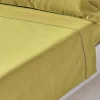 Homescapes Drap plat en satin de coton égyptien 1000 fils vert olive, 180x290 cm -