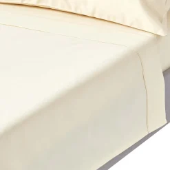 Homescapes Drap plat en satin de coton égyptien 1000 fils ivoire, 178x255 cm - Hot