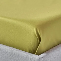 Homescapes Drap plat en satin de coton égyptien 1000 fils vert olive, 270x300 cm -