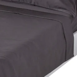 Homescapes Drap plat en satin de coton égyptien 1000 fils gris foncé, 240x300 cm -