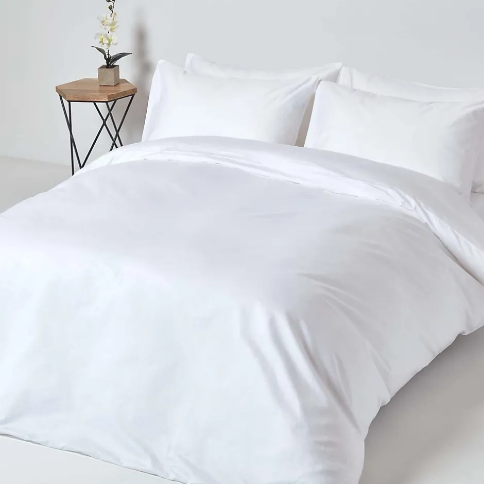 Homescapes Drap plat en satin de coton égyptien 1000 fils blanc, 180x290 cm - New