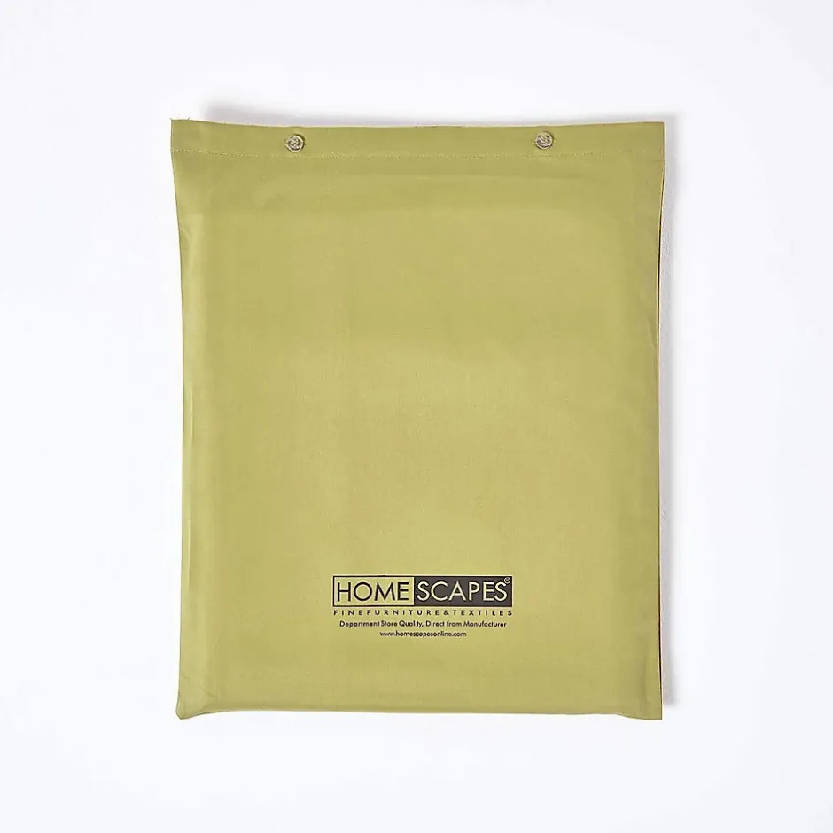 Homescapes Drap plat en satin de coton égyptien 1000 fils vert olive, 240x300 cm - Outlet