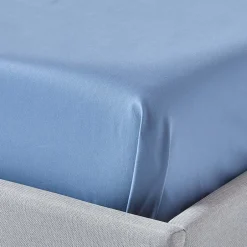 Homescapes Drap plat en satin de coton égyptien 1000 fils bleu, 240x275 cm -