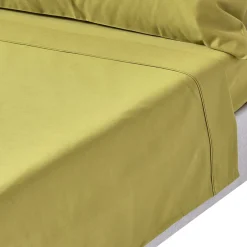 Homescapes Drap plat en satin de coton égyptien 1000 fils vert olive, 230x255 cm -
