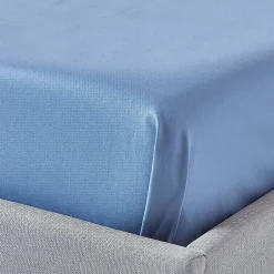 Homescapes Drap plat en satin de coton égyptien 1000 fils bleu, 270x300 cm - Clearance