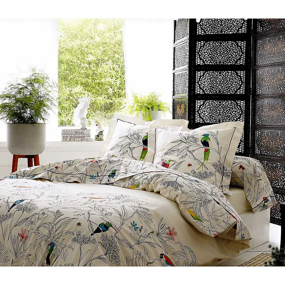 Tradilinge Drap plat faune et flore (280x310 cm - Ecru)