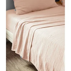 L'Effet Papillon Drap plat Gaïa 270x300 cm Rose gaze de coton Outlet