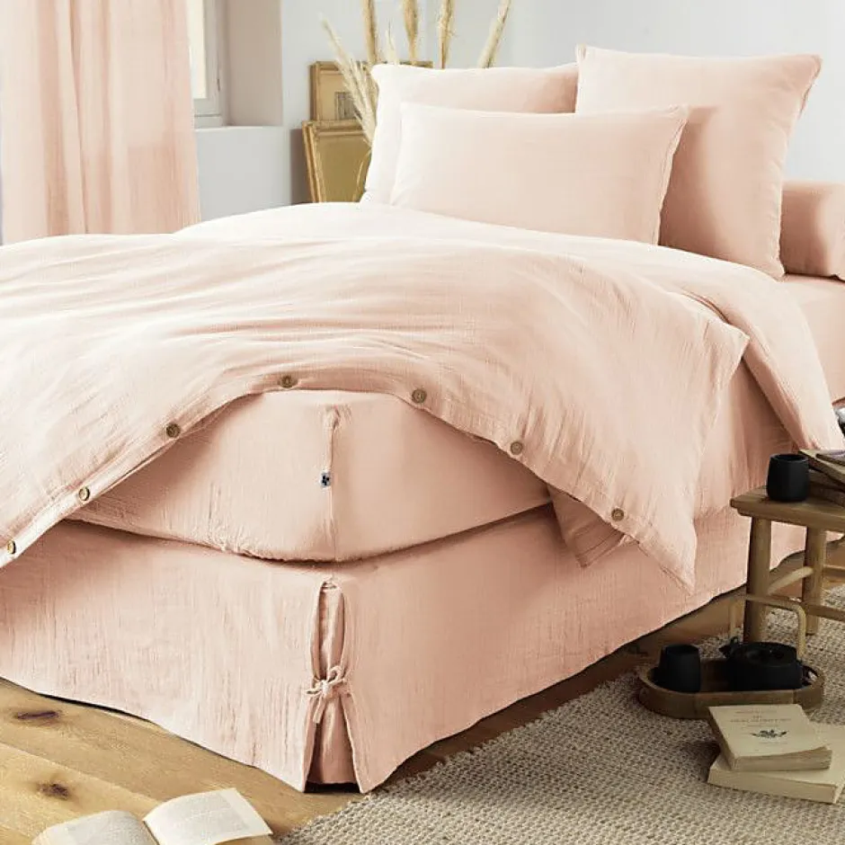 L'Effet Papillon Drap plat Gaïa 270x300 cm Rose gaze de coton Outlet
