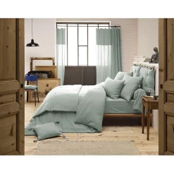 L'Effet Papillon Drap plat "Gaïa" toutes dimensions "Gaze de Coton" - Gaïa Eucalyptus - 240 x 300 cm pour lit 2 places