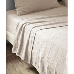L'Effet Papillon Drap plat "Gaïa" toutes dimensions "Gaze de Coton" - Gaïa Pampa - 270 x 300 cm pour lit King size
