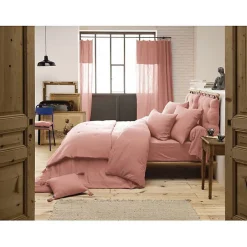 L'Effet Papillon Drap plat "Gaïa" toutes dimensions "Gaze de Coton" - Gaïa Rose Pêche - 240 x 300 cm pour lit 2 places