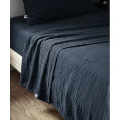 L'Effet Papillon Drap plat "Gaïa" toutes dimensions "Gaze de Coton" - Gaïa Minuit - 270 x 300 cm pour lit King size