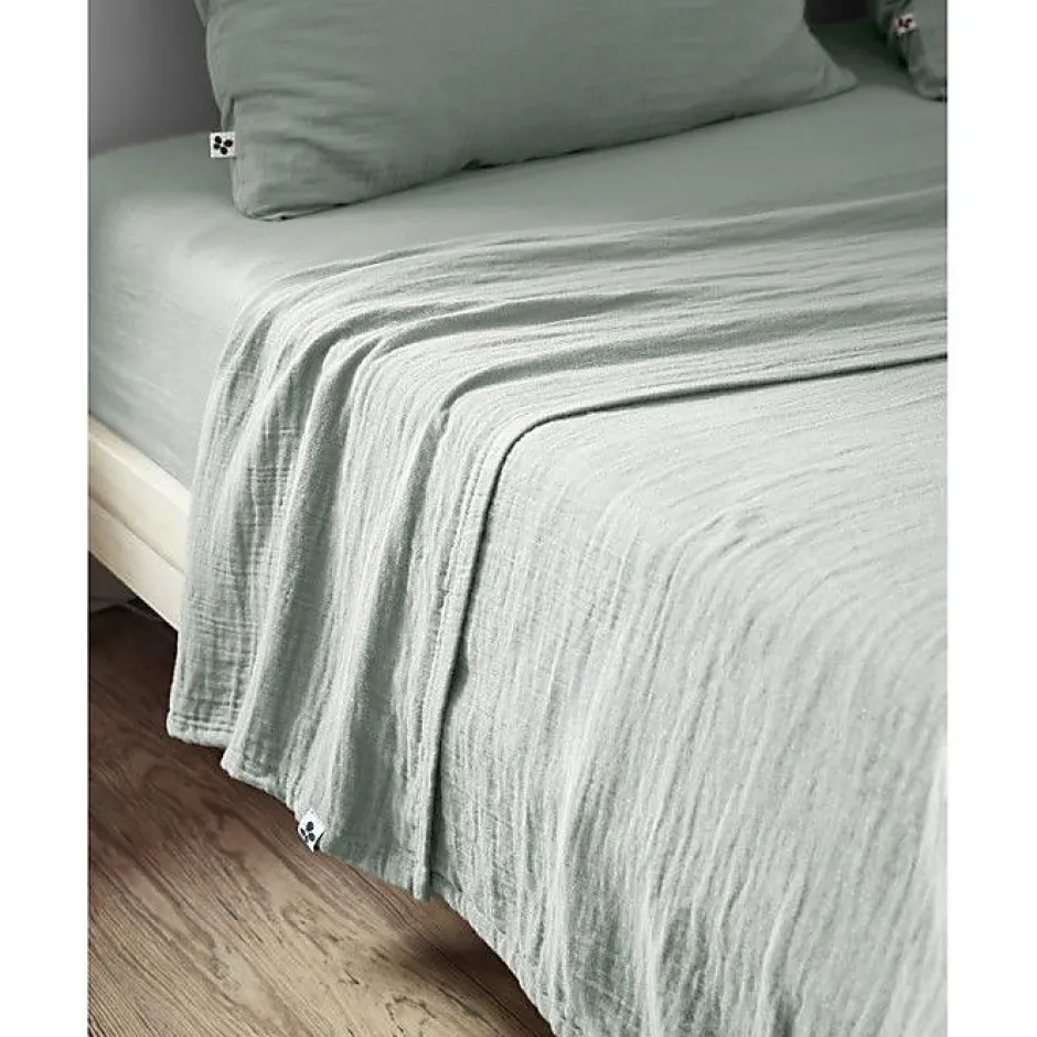 L'Effet Papillon Drap plat "Gaïa" toutes dimensions "Gaze de Coton" - Gaïa Eucalyptus - 270 x 300 cm pour lit King size Clearance
