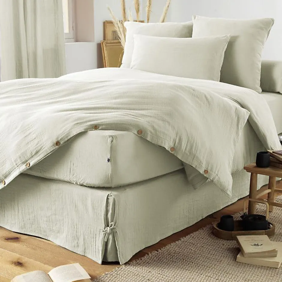 L'Effet Papillon Drap plat "Gaïa" toutes dimensions "Gaze de Coton" - Gaïa Vert d'Eau - 240 x 300 cm pour lit 2 places Online