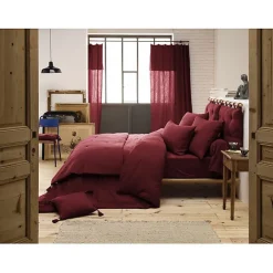 L'Effet Papillon Drap plat "Gaïa" toutes dimensions "Gaze de Coton" - Gaïa Lie de Vin - 270 x 300 cm pour lit King size