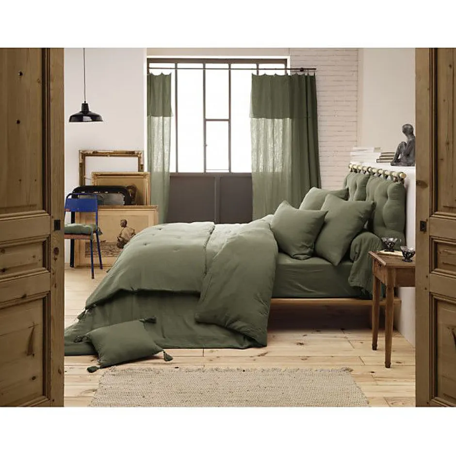 L'Effet Papillon Drap plat "Gaïa" toutes dimensions "Gaze de Coton" - Gaïa Romarin - 270 x 300 cm pour lit King size