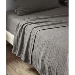 L'Effet Papillon Drap plat "Gaïa" toutes dimensions "Gaze de Coton" - Gaïa Granit - 240 x 300 cm pour lit 2 places