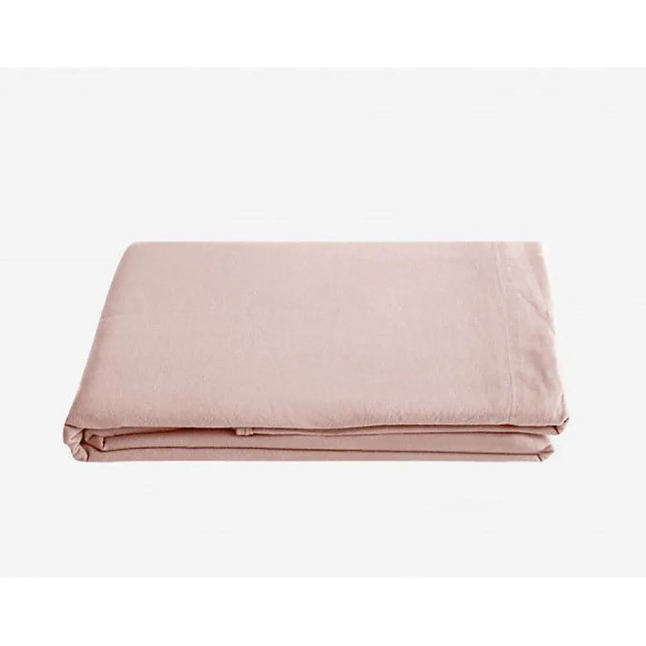 Vent Du Sud Drap plat Palace pur coton teint lavé, 63 fils/cm² - Palace Rose - 270 x 290 cm pour lit King Size