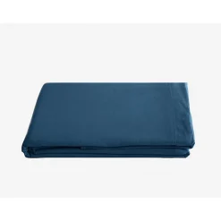 Vent Du Sud Drap plat Palace pur coton teint lavé, 63 fils/cm² - Palace Marine - 240 x 290 cm pour lit 2 places