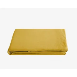 Vent Du Sud Drap plat Palace pur coton teint lavé, 63 fils/cm² - Palace Curry - 240 x 290 cm pour lit 2 places