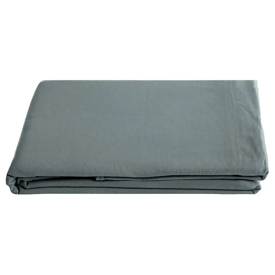 Vent Du Sud Drap plat Palace pur coton teint lavé, 63 fils/cm² - Palace Lichen - 240 x 290 cm pour lit 2 places Discount