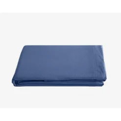 Vent Du Sud Drap plat Palace pur coton teint lavé, 63 fils/cm² - Palace Indigo - 270 x 290 cm pour lit King Size