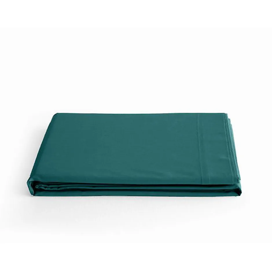 Vent Du Sud Drap plat percale 100% coton Bleu canard 270 x 300 cm Clearance