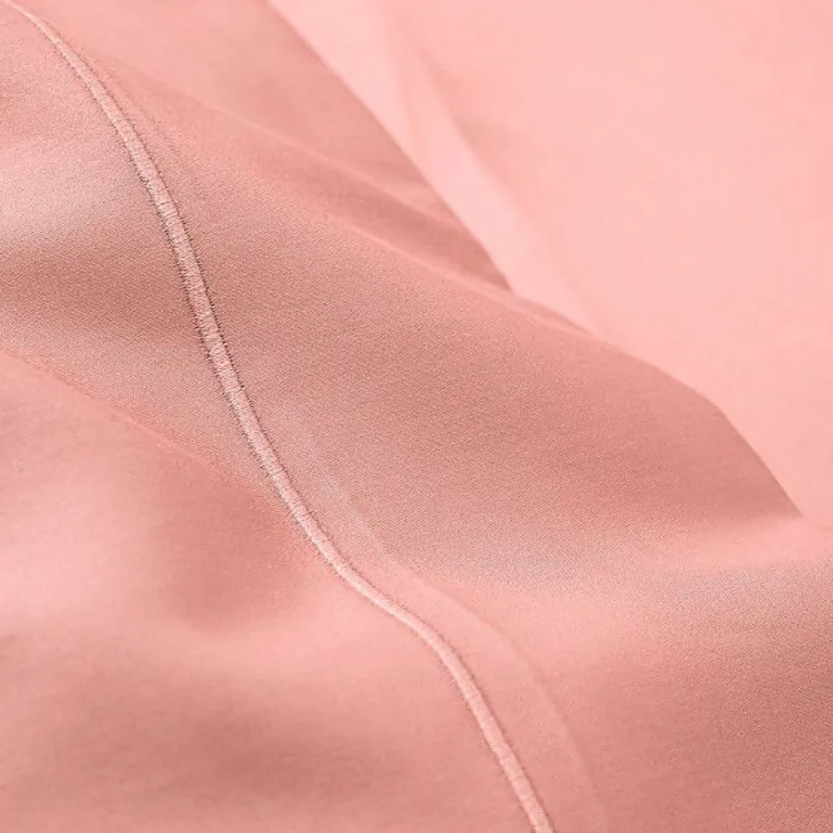 Coton Pur Drap plat percale de coton peigné "Julian" toutes dimensions - Julian Rose Poudré - 240 x 300 cm pour lit 2 places