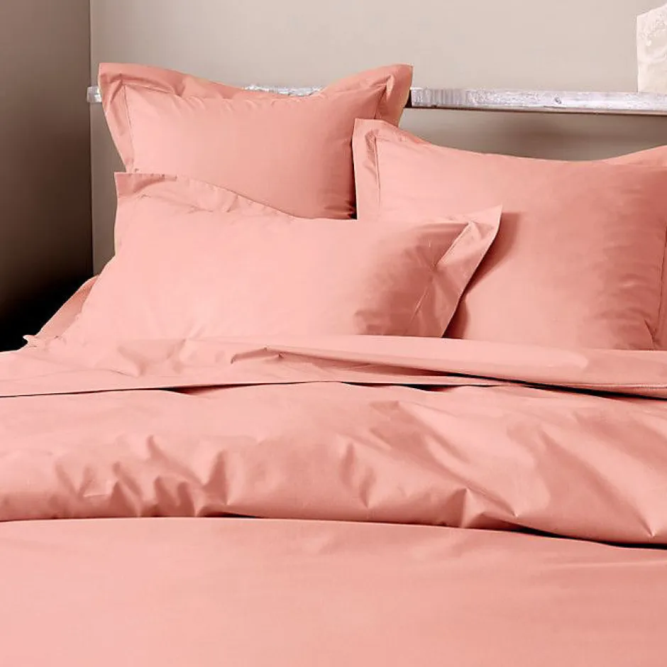 Coton Pur Drap plat percale de coton peigné "Julian" toutes dimensions - Julian Rose Poudré - 240 x 300 cm pour lit 2 places