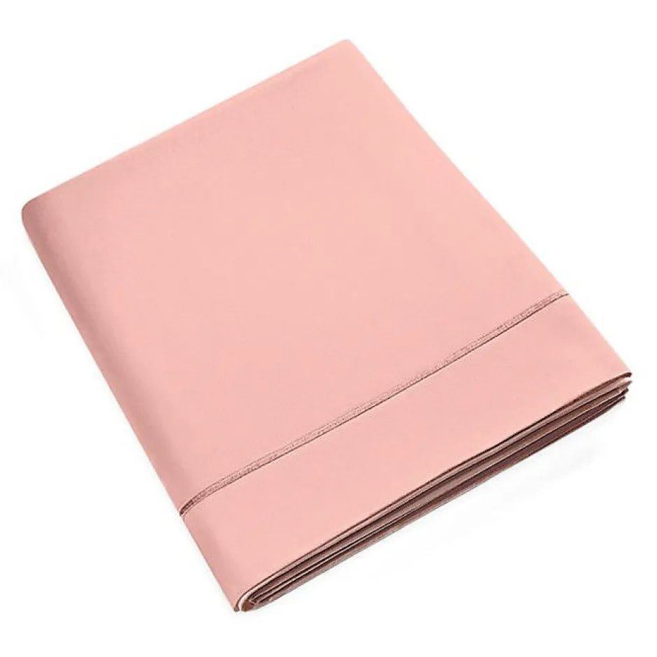 Coton Pur Drap plat percale de coton peigné "Julian" toutes dimensions - Julian Rose Poudré - 180 x 290 cm pour lit 1 place