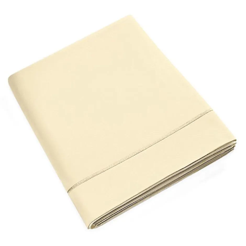 Coton Pur Drap plat percale de coton peigné "Julian" toutes dimensions - Julian Ivoire - 180 x 290 cm pour lit 1 place