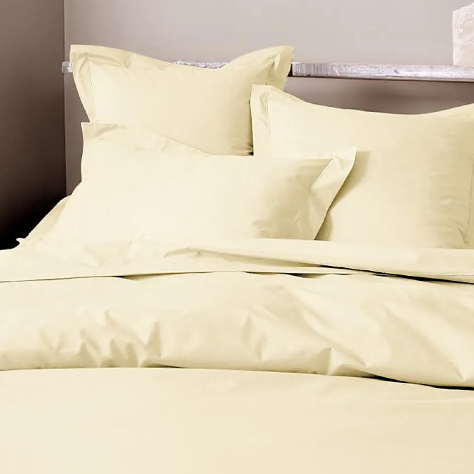 Coton Pur Drap plat percale de coton peigné "Julian" toutes dimensions - Julian Ivoire - 180 x 290 cm pour lit 1 place