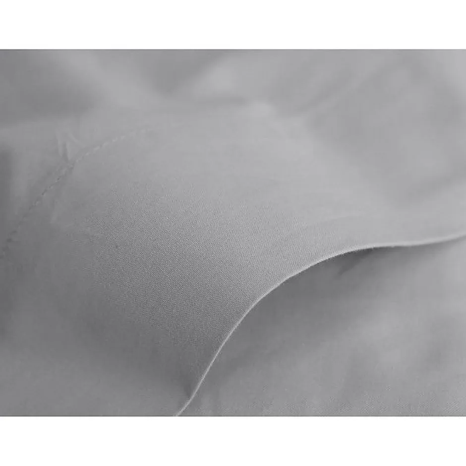 Vent Du Sud Drap plat percale pur coton peigné longues fibres 80 fils/cm² - Acier - 270 x 300 cm pour lit King size Outlet