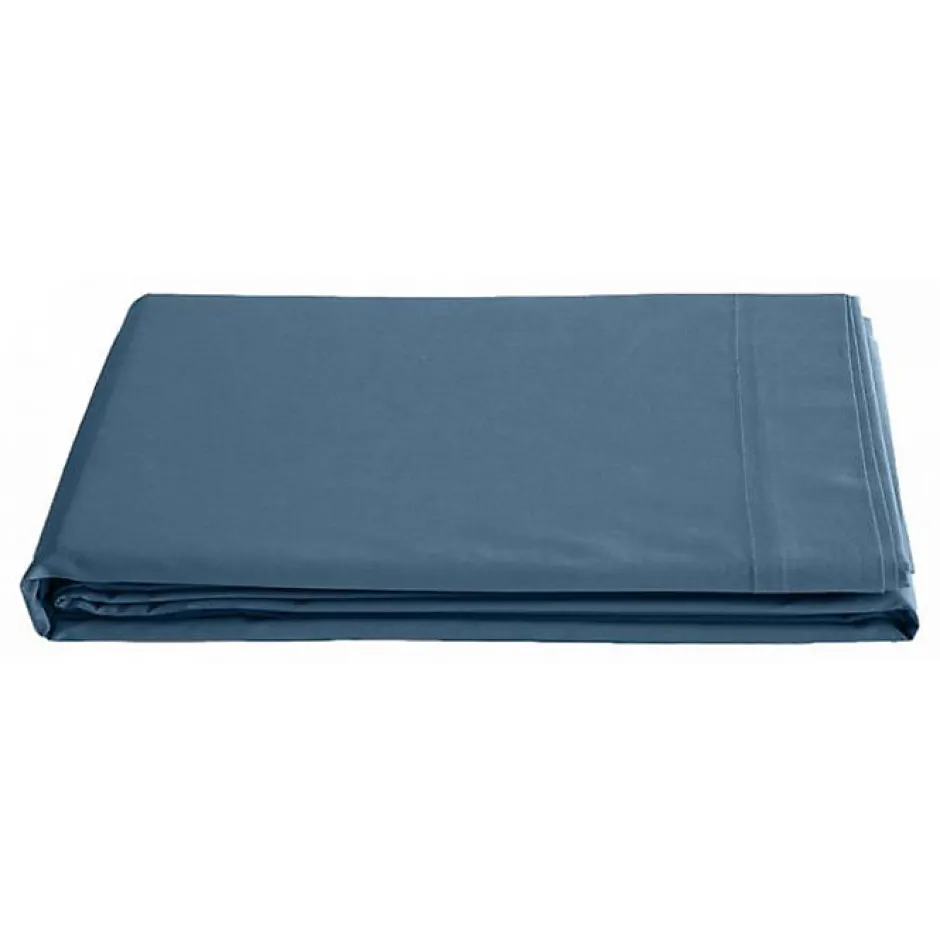 Vent Du Sud Drap plat percale pur coton peigné longues fibres 80 fils/cm² - Marine - 180 x 290 cm pour lit 1 place